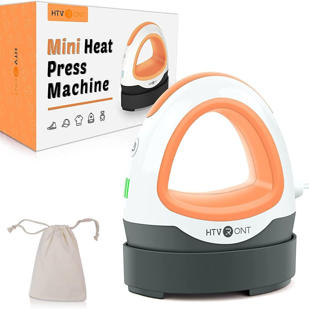 Orange Mini Heat Press Machine Portable Press Machine Iron Press for T-Shirt Clothes Hat Bags