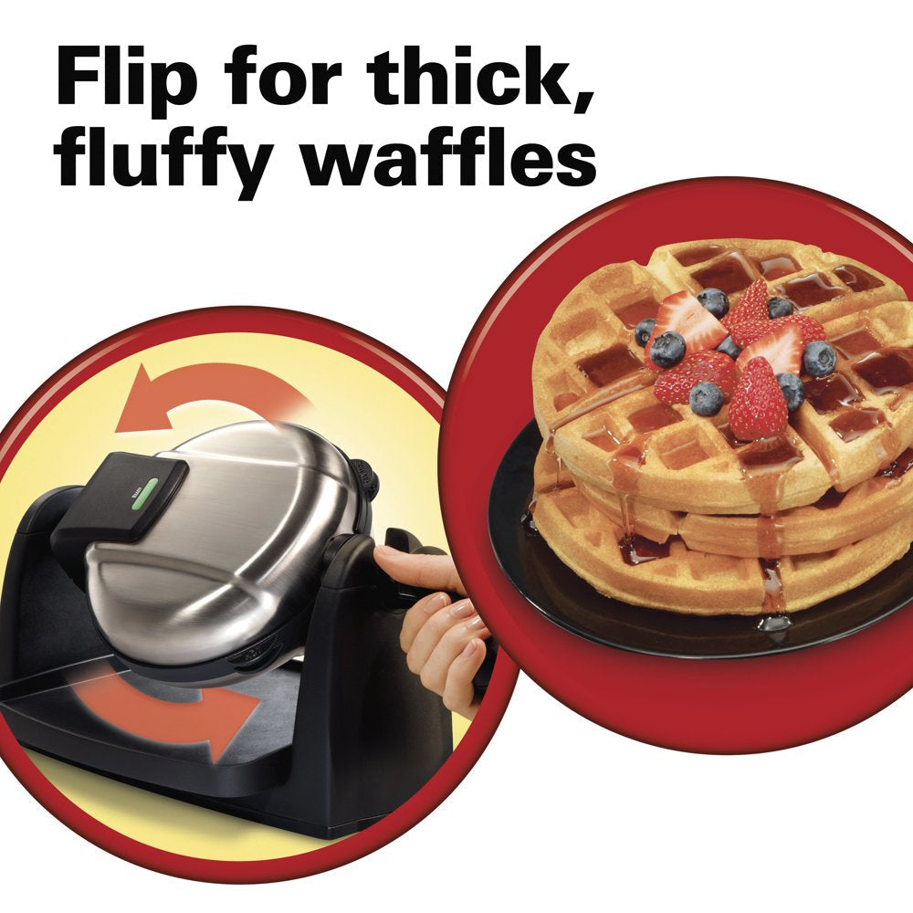 Flip Belgian Waffle Maker with Removable Non-Stick Plates, Stainless Steel, 26030