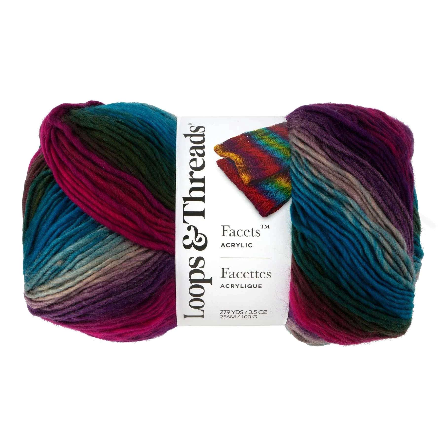 Loops & Threads Vivid Facets Yarn - Medium Weight Yarn for Knitting, Crochet, Weaving, Arts & Crafts, 15 Pack
