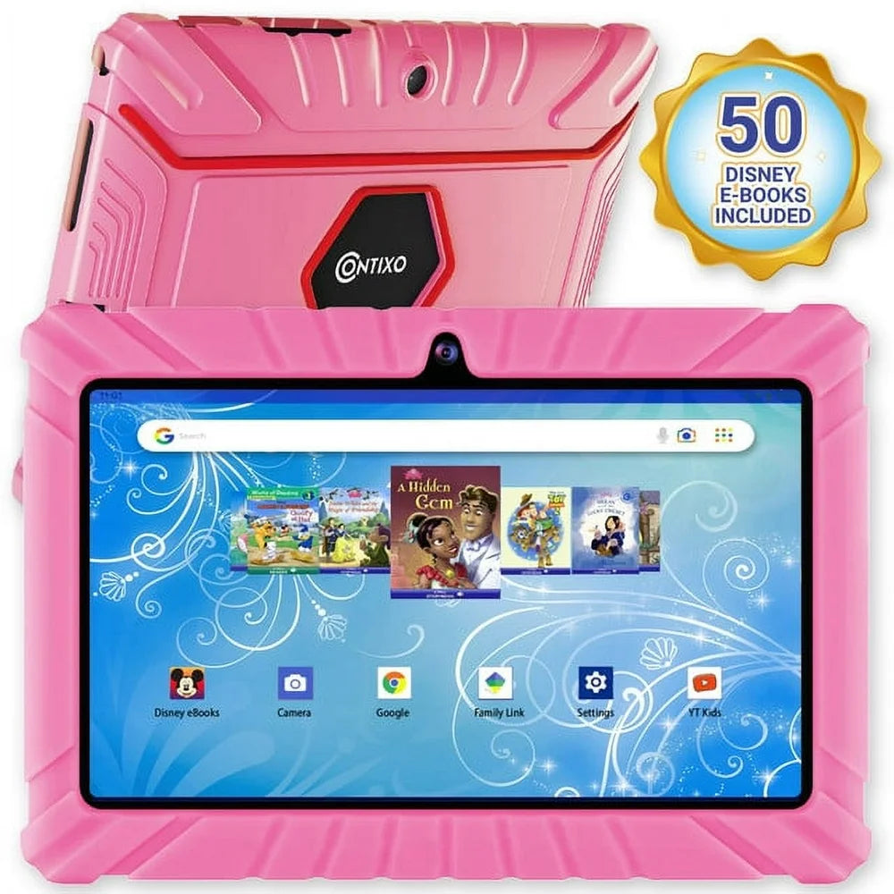 7" Kids Tablet 32GB, 50+ Disney Storybooks, Kid-Proof Case (2023 Model) - Pink