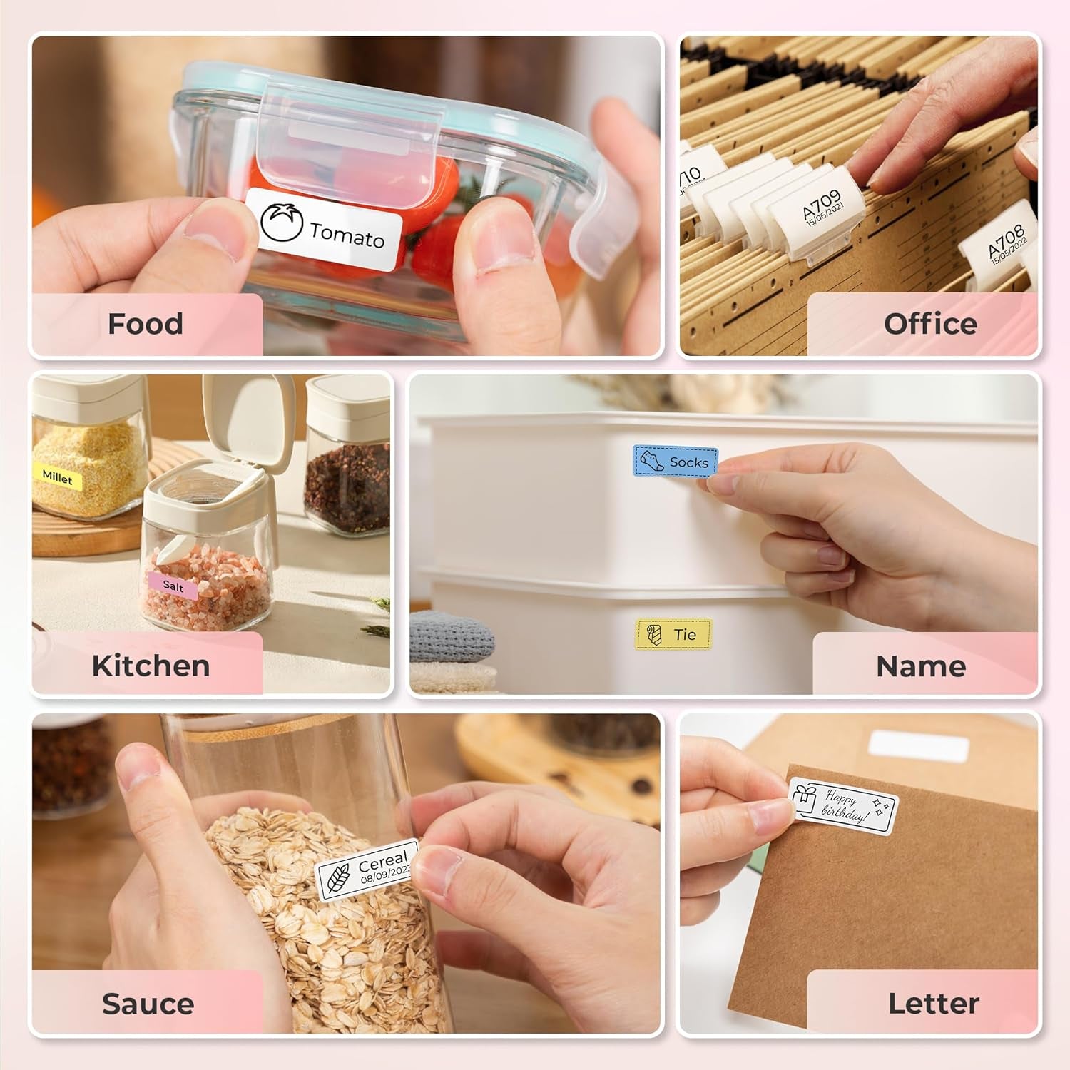 Nelko Label Maker Machine with Tape, P21 Bluetooth Label Printer with 3 Tapes, Wireless Mini Label Makers with Multiple Templates Icon Font Custom for School Office Home, Pink