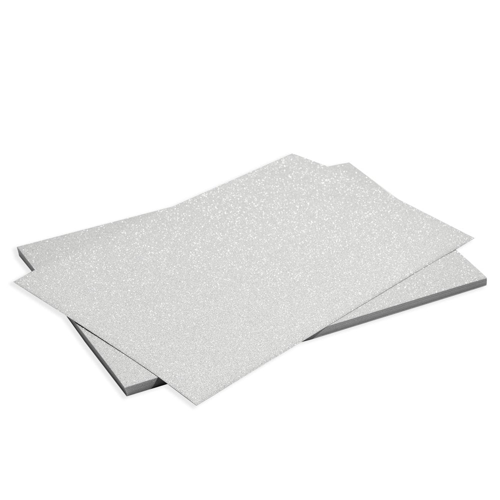 24 Sheets Silver Glitter Cardstock Paper for Scrapbooking, Arts, DIY Sparkle Crafts, 250Gsm, Double-Sided (8 X 12 In)