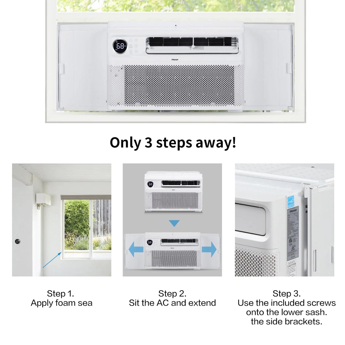 Energy Star 12000 BTU Inverter Window Air Conditioner, Energy-Saving Window AC Unit with APP & Voice Control, Ultra Quiet & Easy Installtion Design, Work with Alexa/Google Assistant