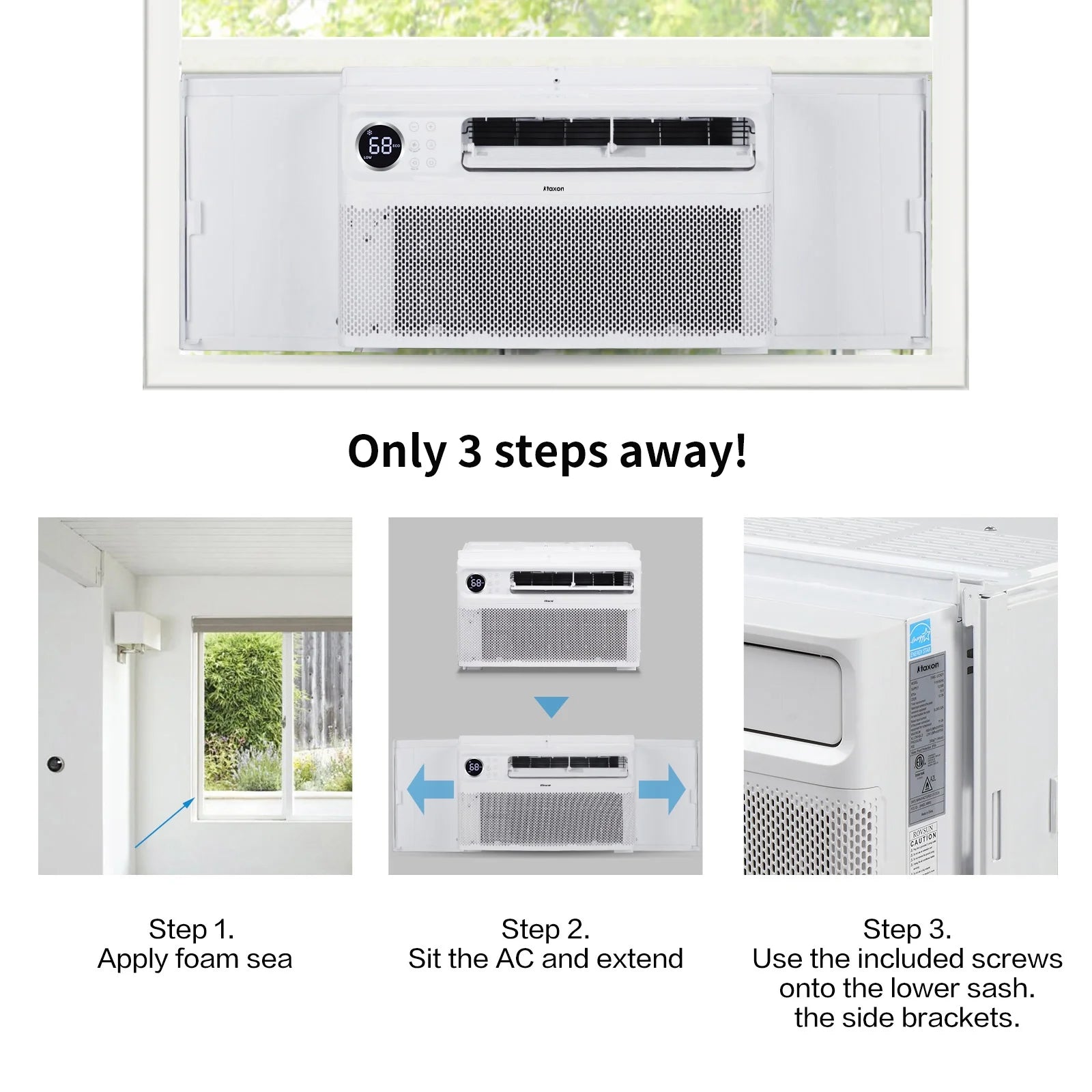 Energy Star 12000 BTU Inverter Window Air Conditioner, Energy-Saving Window AC Unit with APP & Voice Control, Ultra Quiet & Easy Installtion Design, Work with Alexa/Google Assistant
