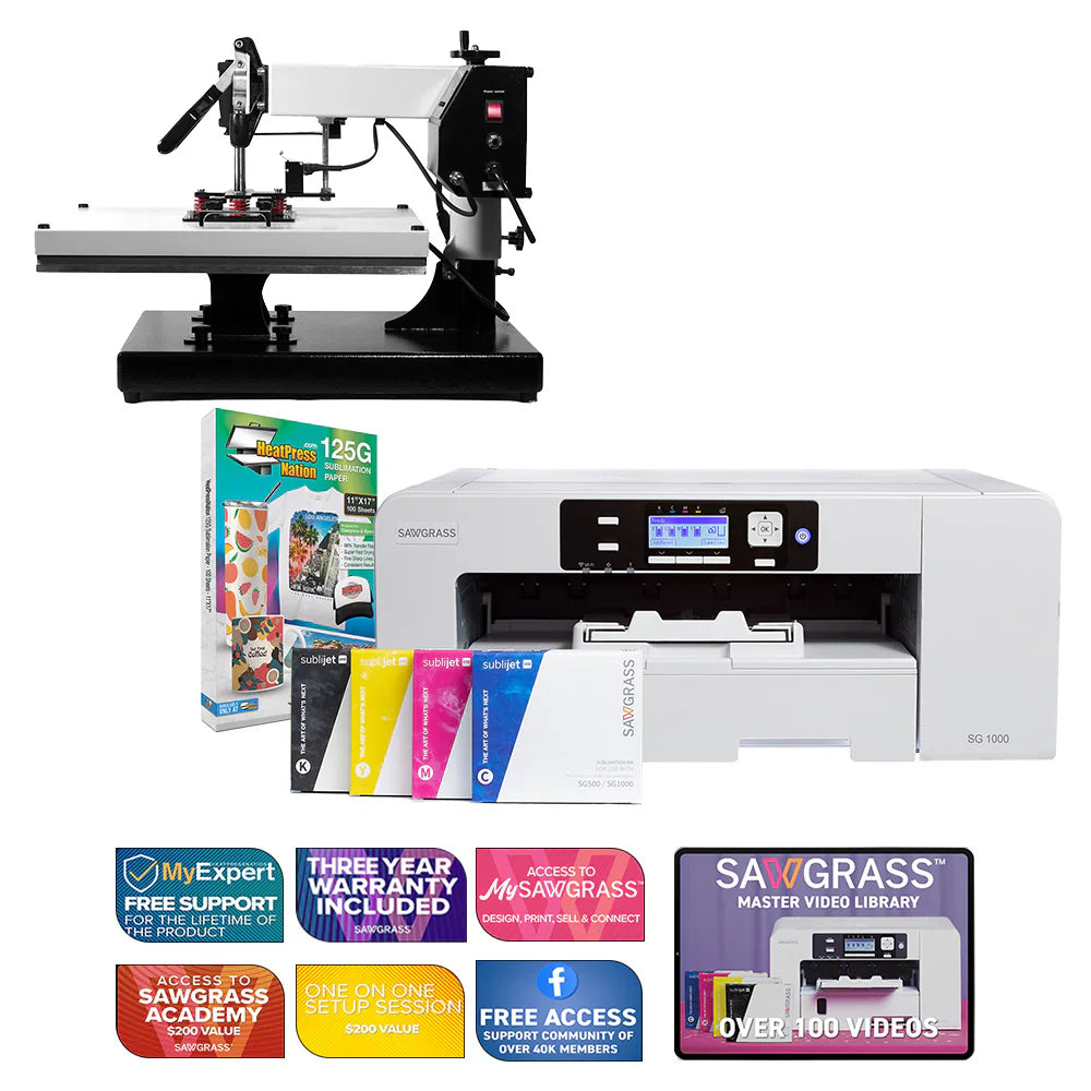 Virtuoso SG1000 Sublijet Sublimation Printer with Signature Series 16" X 20" Swing-Away Heat Press