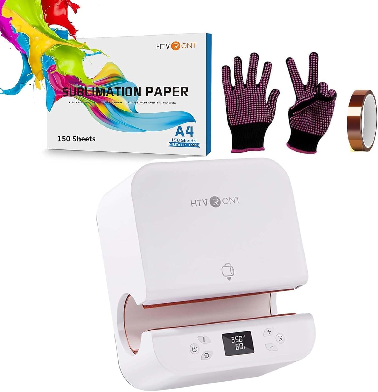 Auto Tumbler Heat Press Machine(White), 150 Sheets A4 Sublimation Paper