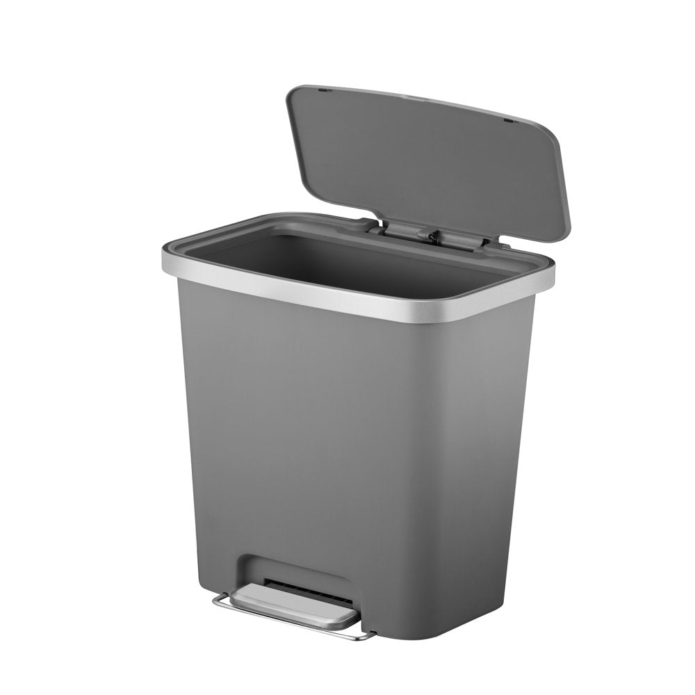 11.9 Gallon Trash Can, Plastic Kitchen Step Trash Can, Gray