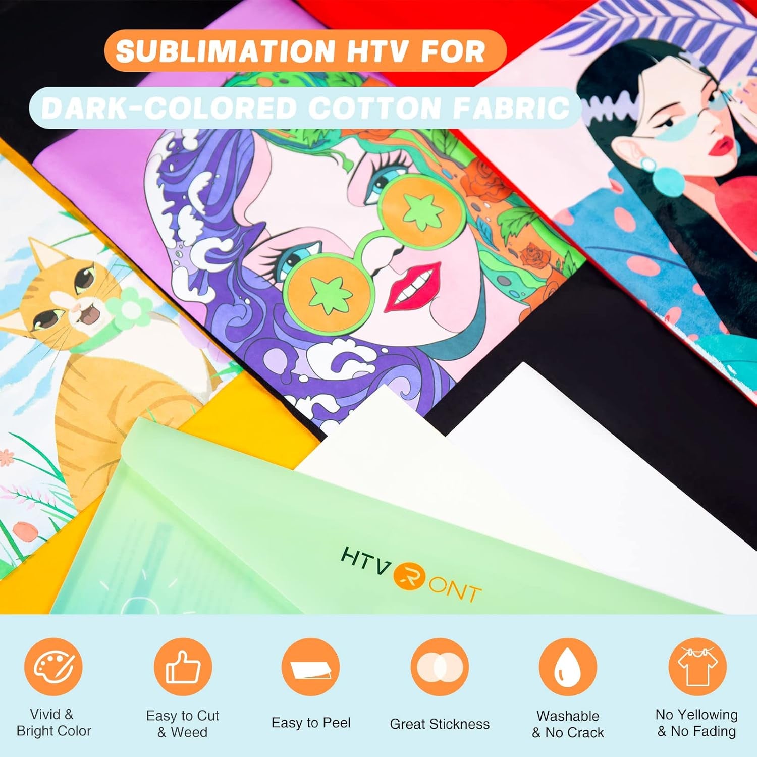Sublimation HTV for Dark Fabric/Light Fabric 10 Pack Matte & DTF Transfer Film for Sublimation - 30 Sheets of A4 (8.3×11.7") for Sublimation Shirts/Pillow/Bag/Hat