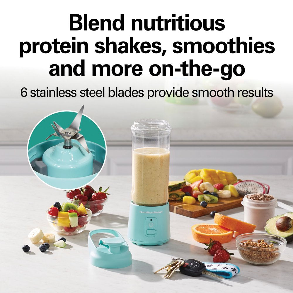 Blend Now Portable Cordless Blender, 16 Oz. Jar with Travel Lid, Aqua, New, 51182