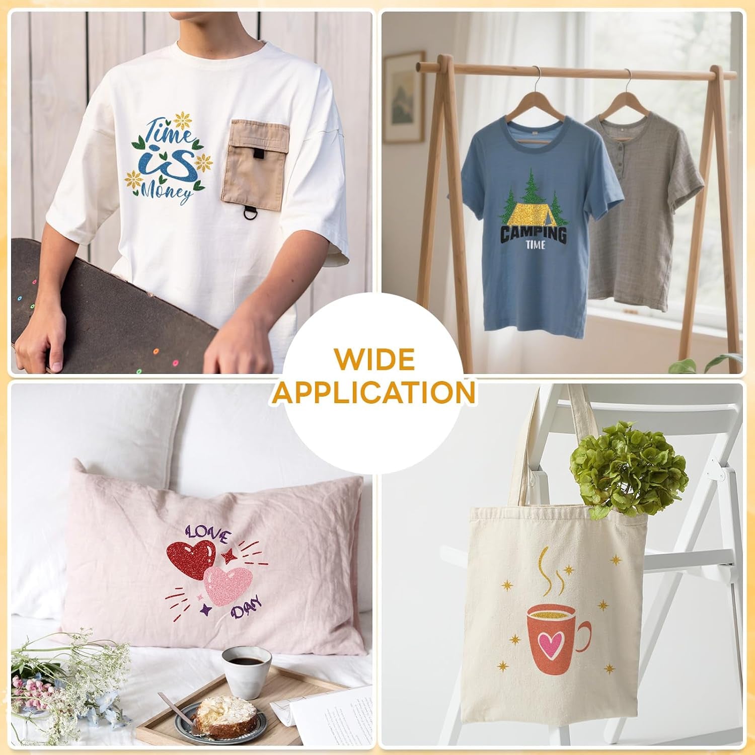 Glitter HTV Heat Transfer Vinyl - 13 Sheets 12" X 10"Glitter Iron on Vinyl for T-Shirts, Sparkle HTV Compatible with Cricut & Silhouette,Easy to Cut & Weed