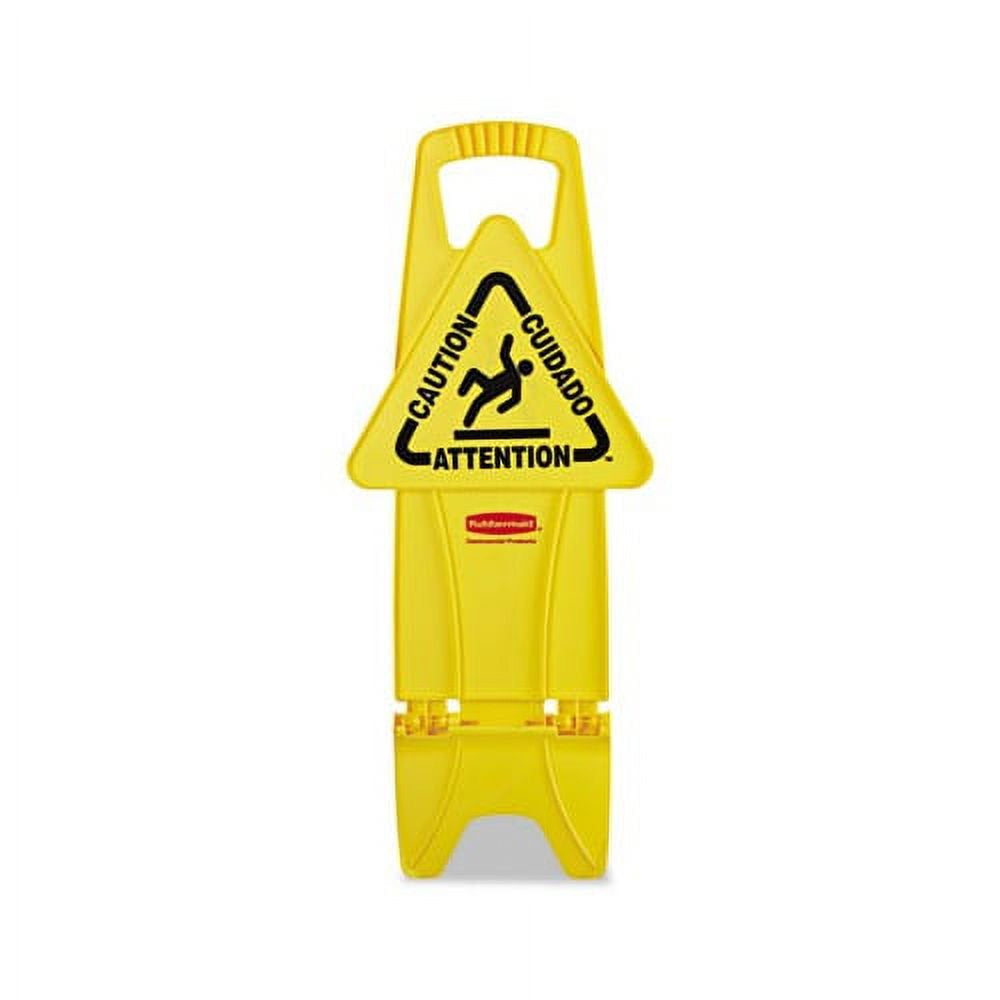 Commercial Stable Multi-Lingual Safety Sign, 13W X 13 1/4D X 26H, Yellow -RCP9S0900YEL