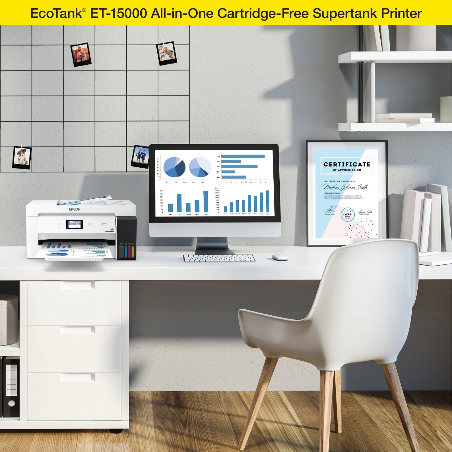Ecotank ET-15000 Wireless Color All-In-One Supertank Printer with Scanner, Copier, Fax, Ethernet and Printing up to 13 X 19 Inches