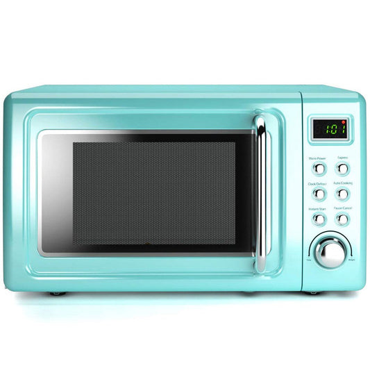 0.7Cu.Ft Retro Countertop Microwave Oven 700W LED Display Glass Turntable Green