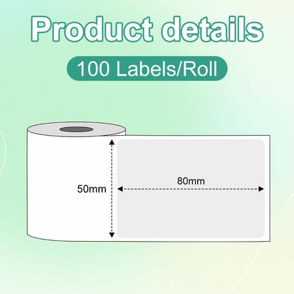 Phomemo Labels for M110 M120 M221 M200 M220 M150 M250 M260 M108 M100 Label Printer, Thermal Paper for Small Business, Barcode, Address, Clothing, Black on White 1.97"X3.15"(50X80Mm) 100Label/Roll