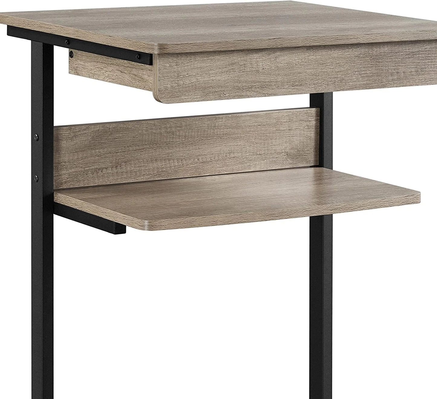 Rolling Computer Desk with Drawer & Keyboard Tray, Mobile Laptop Desk Cart Standing Computer Workstation for Home Office, Gray