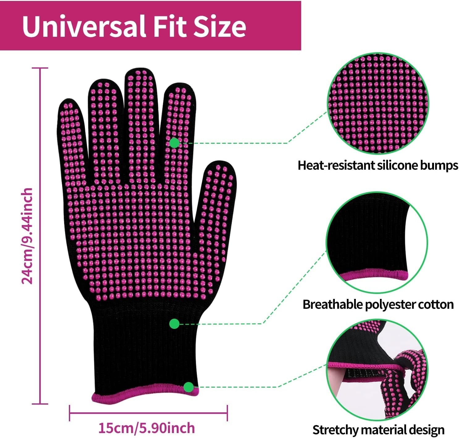 Heat Resistant Gloves for Sublimation - 2Pcs Heat Gloves for Sublimation with Silicone Bumps, Heat Resistant Work Gloves for Women, Universal Fit Size 9.44 * 5.9In