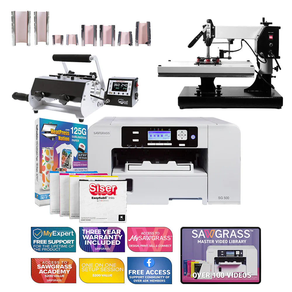 Virtuoso SG500 Siser Easysubli Printer with Signature Series 16" X 20" Swing-Away Heat Press and 8-In-1 Mug Press