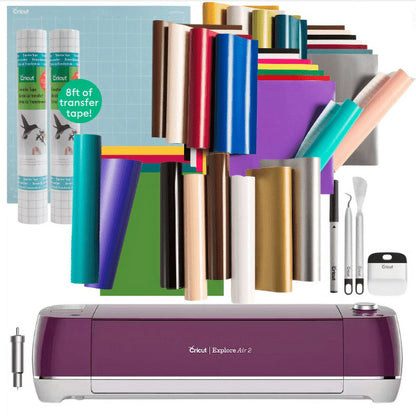 Cricut Explore Air 2, Boysenberry - Vinyl & Tool Kit Starter Bundle