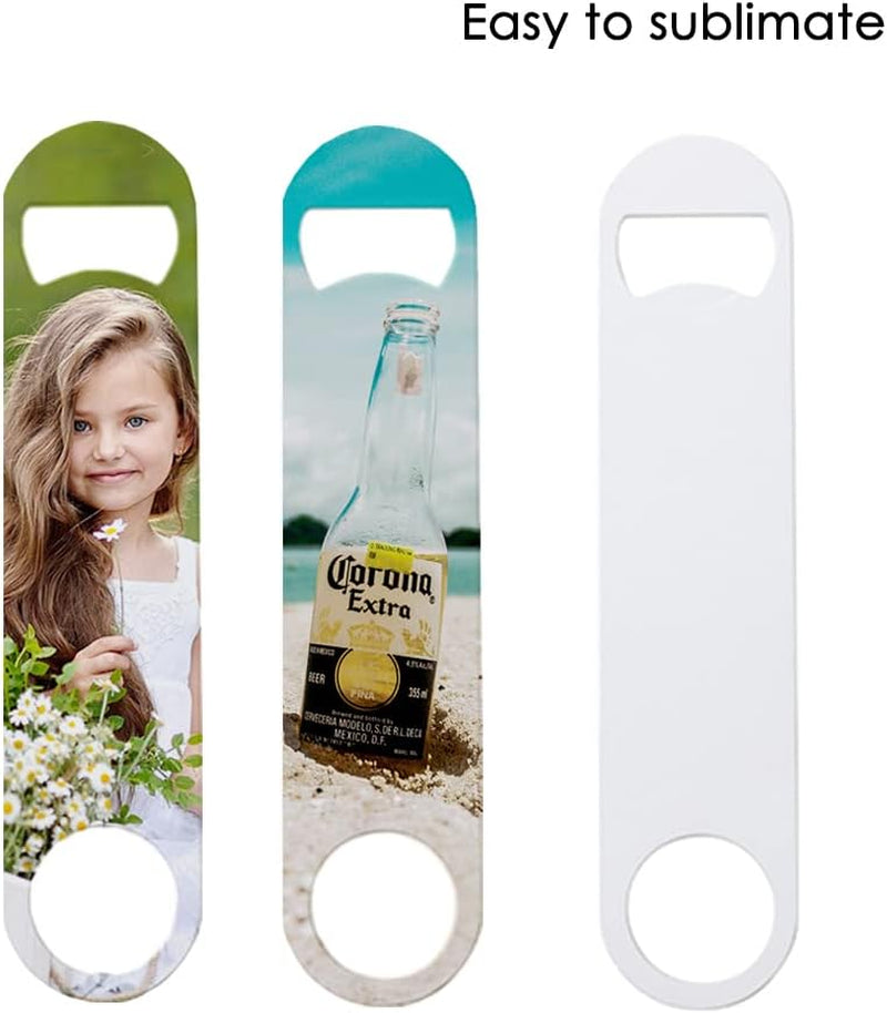 12Pcs Set Sublimation Bottle Opener - 6.97*1.58 Inch Stainless Steel Beer Bottle Opener Custom Sturdy Sublimation Blank Gifts Kitchen Restaurant Bar Tool (17.7*4Cm) Bottle Opener Blanks