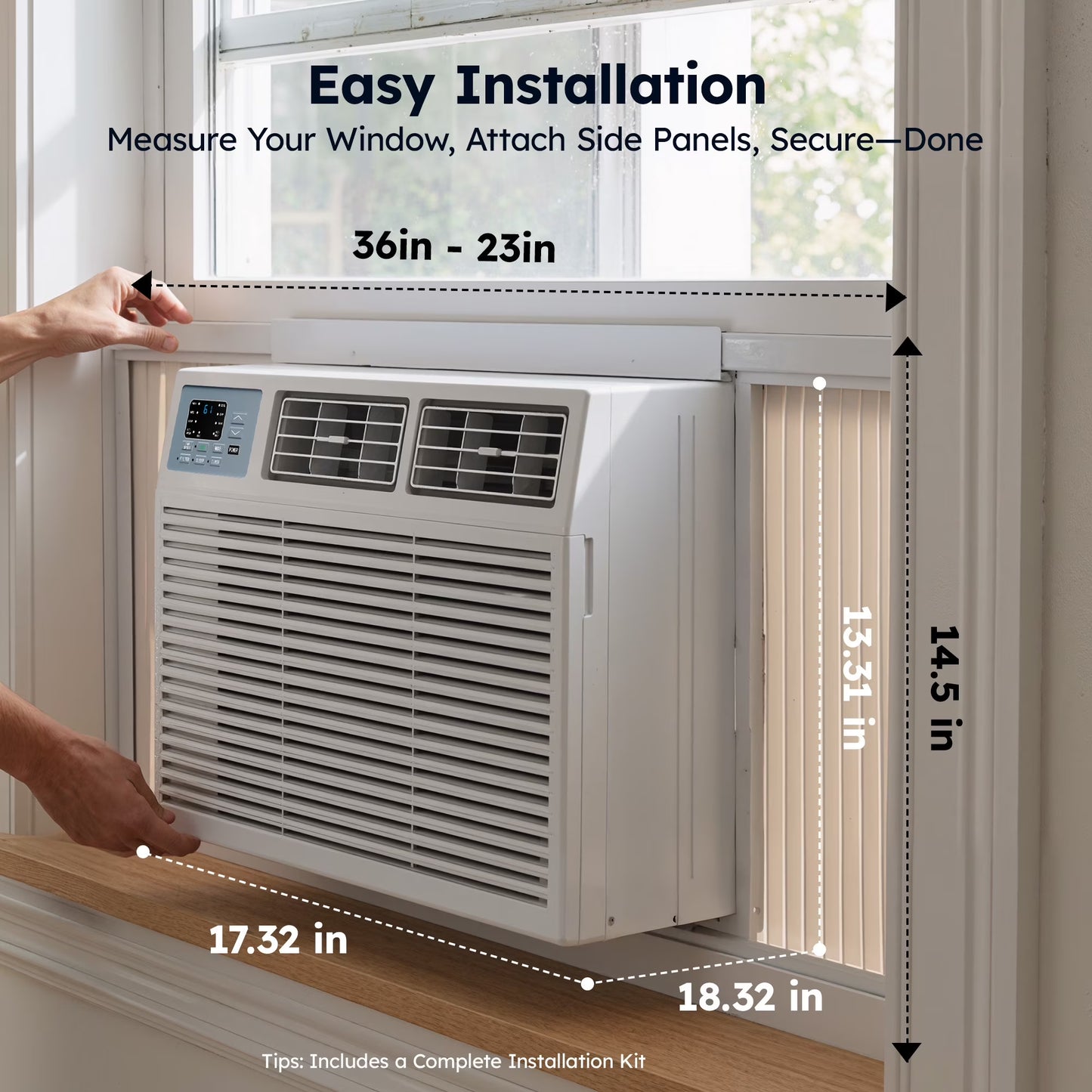 10,000 BTU Window Air Conditioner with APP, Cools up to 450 Sq Ft, 4 Cooling Modes, Remote Control, White