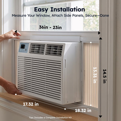 10,000 BTU Window Air Conditioner with APP, Cools up to 450 Sq Ft, 4 Cooling Modes, Remote Control, White