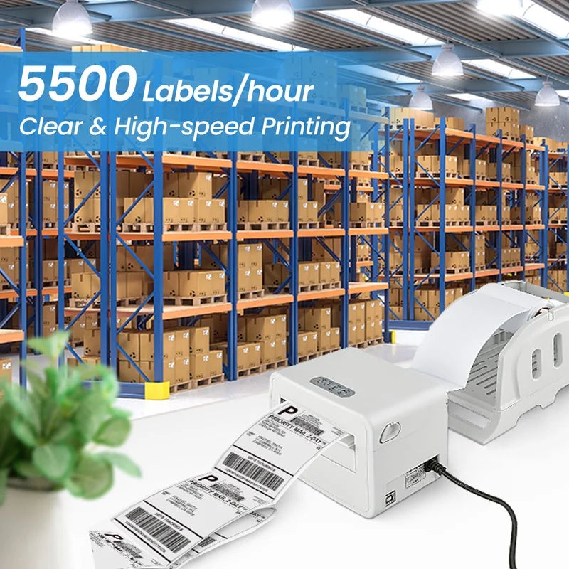 Thermal Label Printer, 203DPI Usb-Bluetooth Shipping Label Printer with Holder