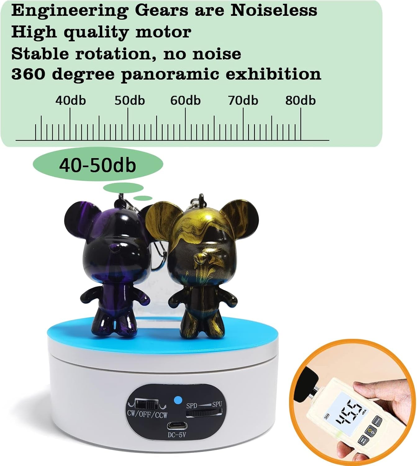 YVV Rotating Display Stand, 360 Degree Motorized Rotating Turntable, Adjustable Speed Rotating Display Stand, Electric Spinner for Photography Products Shows, Turner for Tumblers Display Base, White