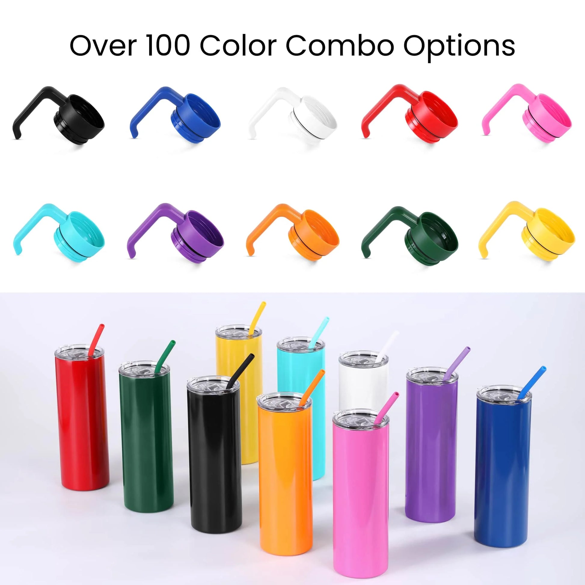 Makerflo 20Oz Skinny Powder Coated Glossy Tumbler with Handle Option – Leak-Proof Lid, Silicone Straw & Gift Box – Customizable with Laser Engraving, UV Printing, Epoxy & UV DTF (Purple)