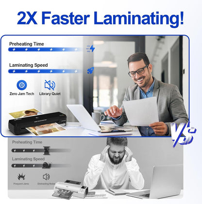 9 Inch Laminator Machine with 40 Laminating Sheets | Laminator with NTC Technology Continuous Operation and Quick 2-Min Warm-Up for Home,Office,School Use-Black