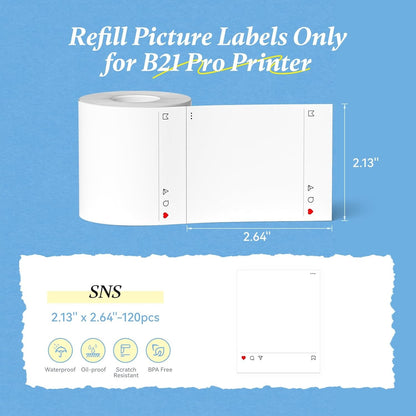 NIIMBOT Photo Papers Compatible with Pro Series Label Makers, Thermal Picture Labels Good Idea to Print Photos, Beauty Memories, Note,List (2.13''X2.67''-54X67Mm)
