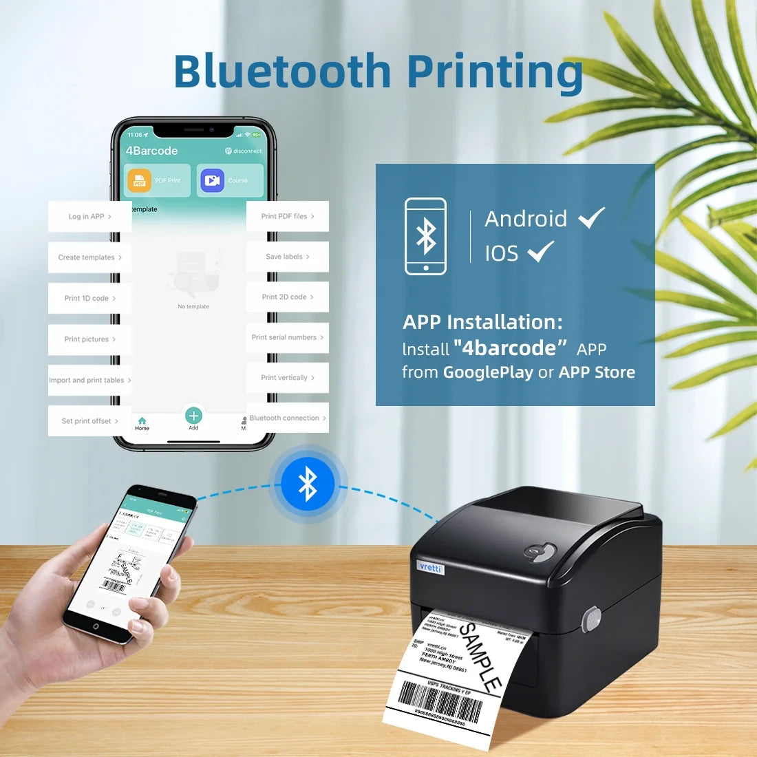 420 Bluetooth Thermal Label Printer , 4X6 Label Printer for Shipping Packages, Compatible with Windows Smartphone