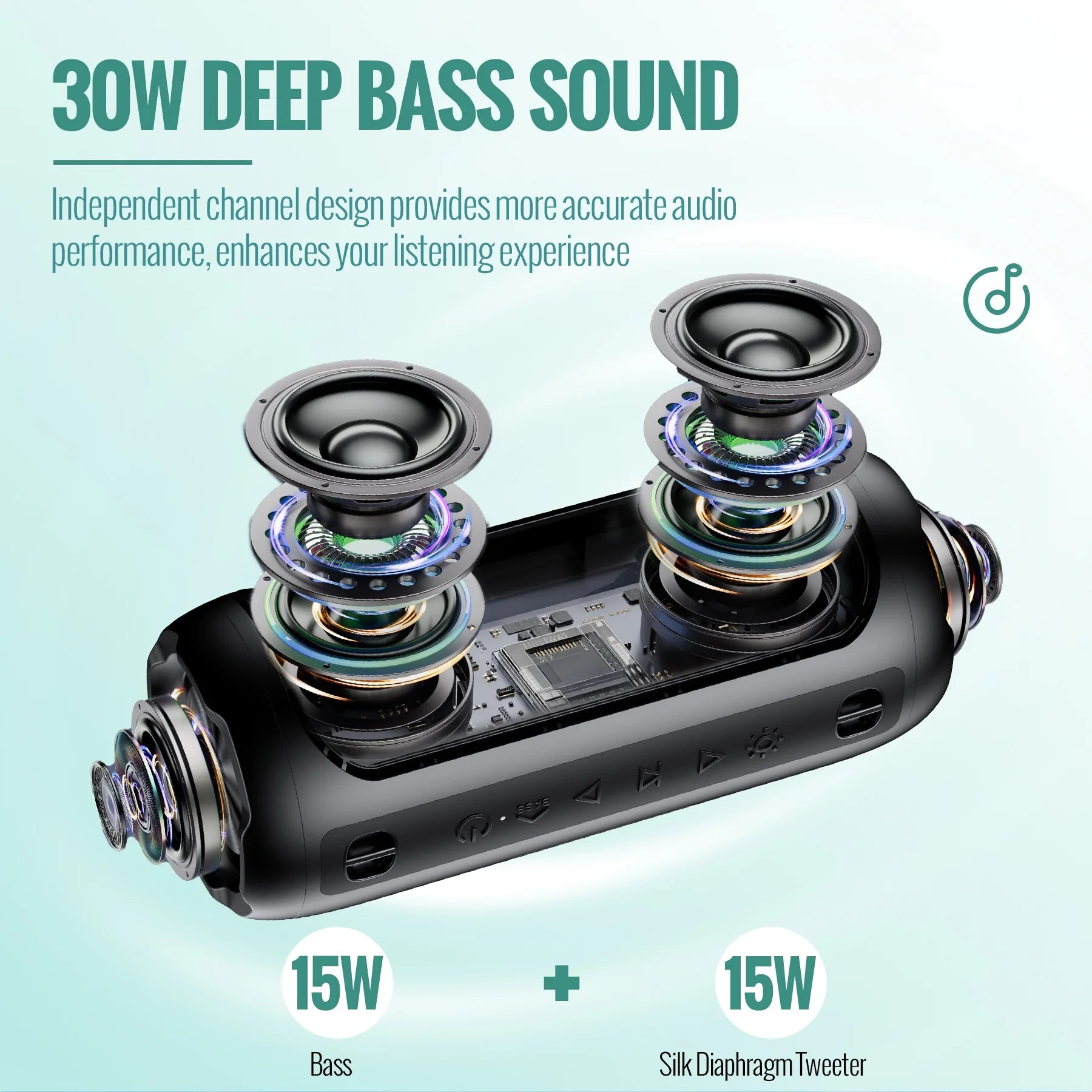Portable Bluetooth Speaker,Floating Dustproof Speaker,25W Stereo Sound Wireless Speaker with Cool Dynamic LED Lights, IPX6 Waterproof Bluetooth Speakers, BT5.3, TWS Surround Pairing