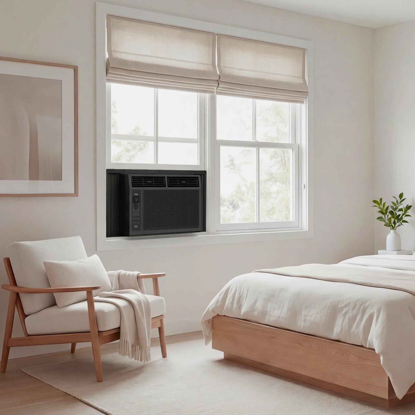 5,000 BTU Window Air Conditioner (Black) - 150 Sq Ft, LED Display, Included Remote, Compact, Dorm Friendly - W5W3M-B