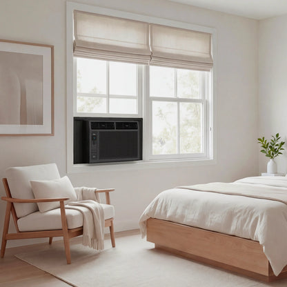 5,000 BTU Window Air Conditioner (Black) - 150 Sq Ft, LED Display, Included Remote, Compact, Dorm Friendly - W5W3M-B