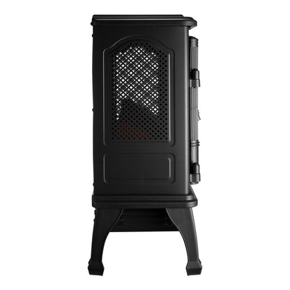 2-Setting 3D Electric Stove Heater with Life-Like Flame, Black