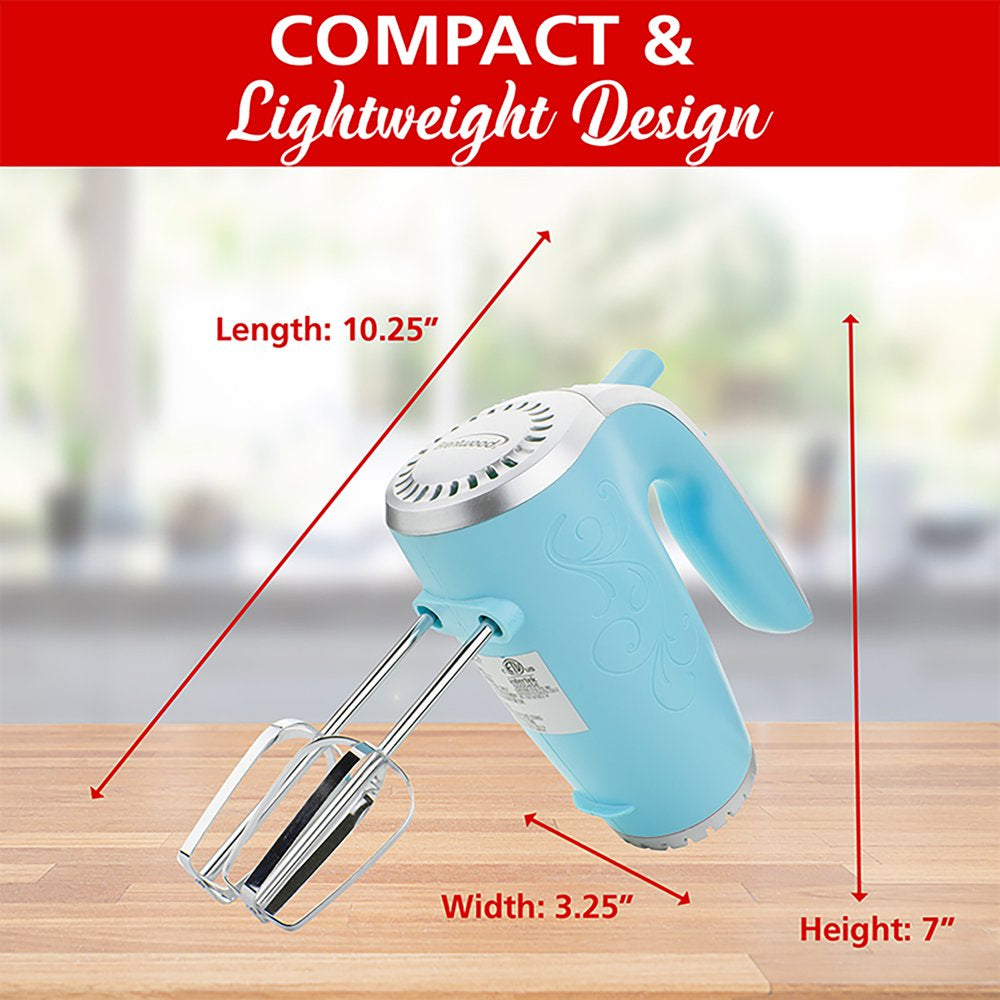 Lightweight 150-Watt 5-Speed Electric Hand Mixer (Blue)