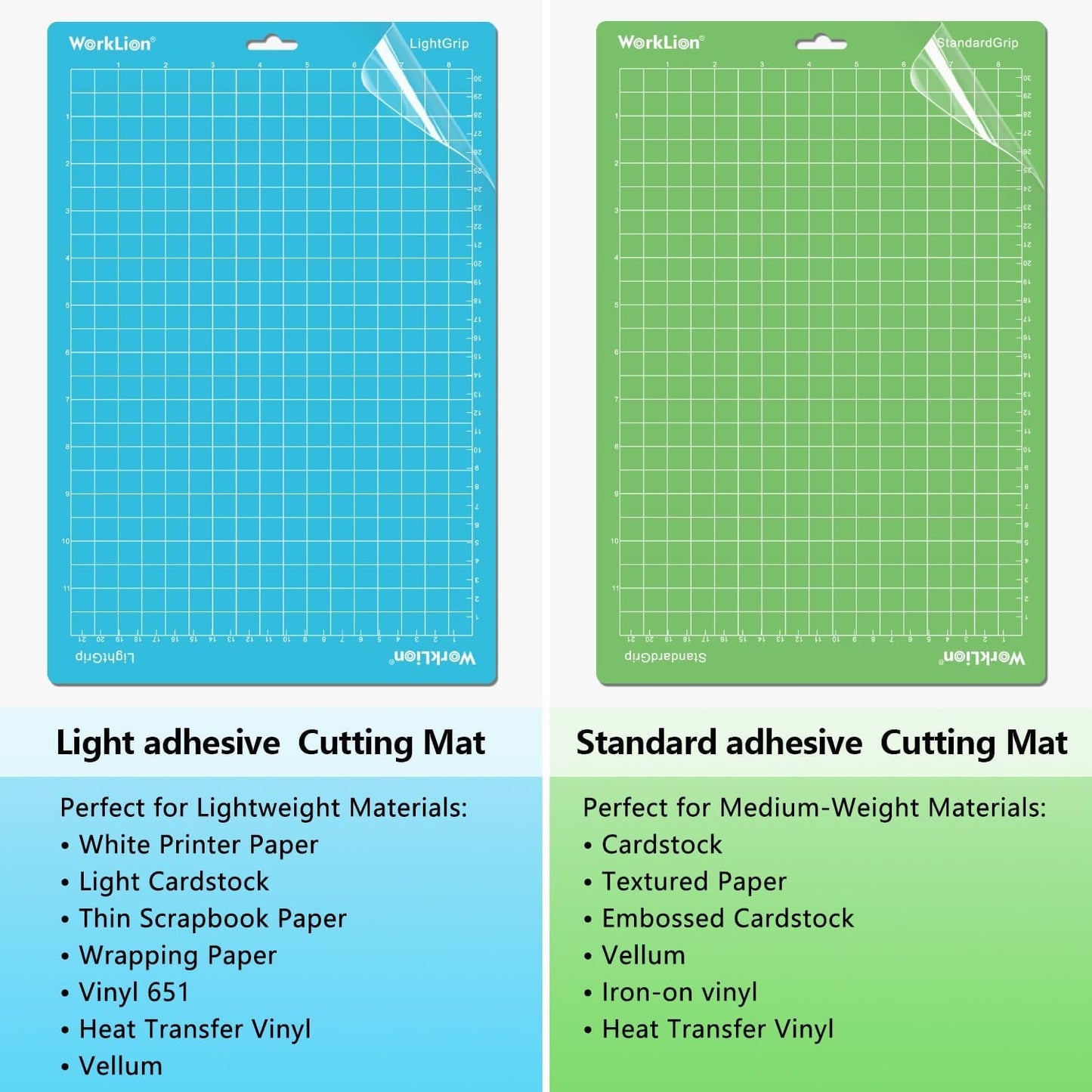 Worklion Cutting Mat for Cricut Joy Xtra: 8.5"X12", 6 Pack (4 Standardgrip & 2 Lightgrip) - Machine Accessories