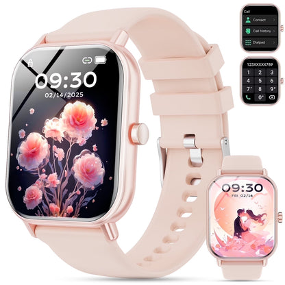 1.85-Inch Men'S and Women'S Smartwatch Fits for Android and Iphone Devices with Fitness Tracker, Pedometer, Answer/Call/120 Sport Modes, IP68 Waterproof Fitness Watch (Pink)