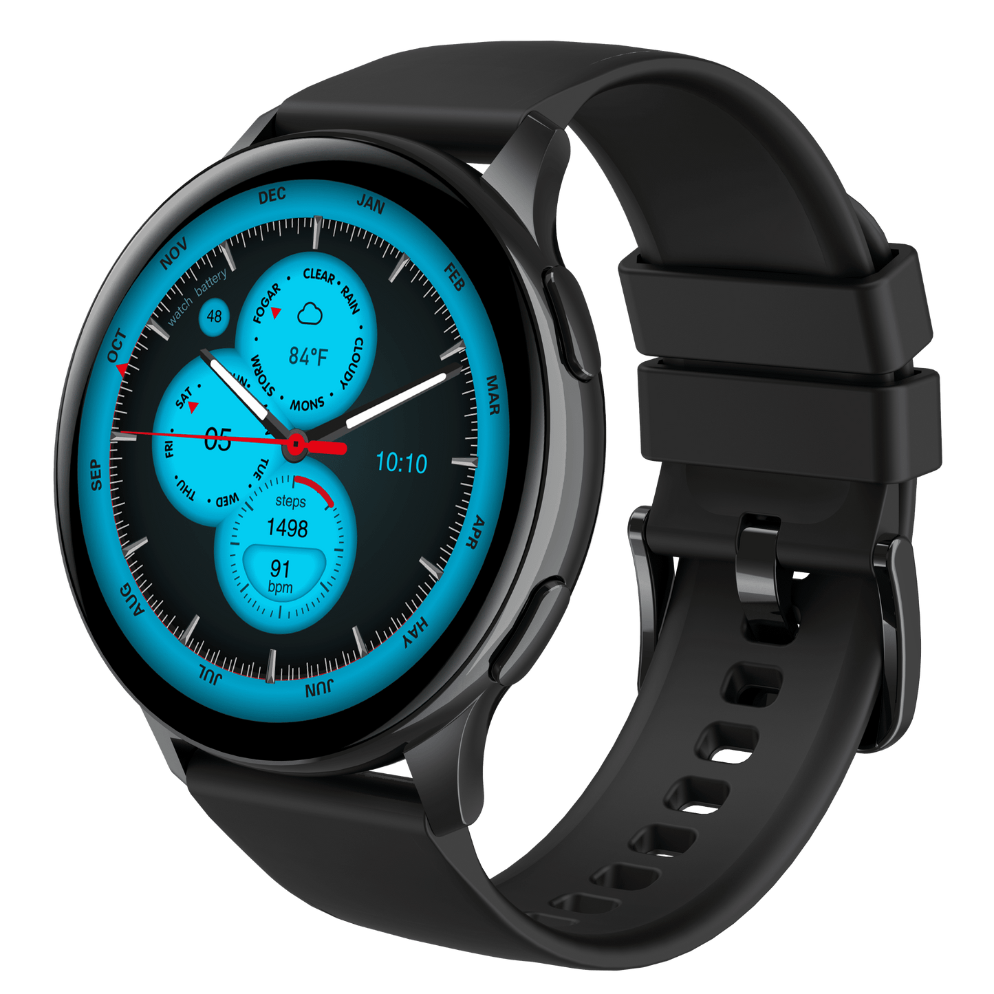 Callie Smartwatch with 1.43" AMOLED Display, Call Functionality, Heart Rate Monitor, IP68 Waterproof, 100 Workout Modes, Compatible with Iphone and Android