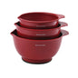 Bpa-Free Plastic Set of 3 Mixing Bowls with Soft Foot in Red