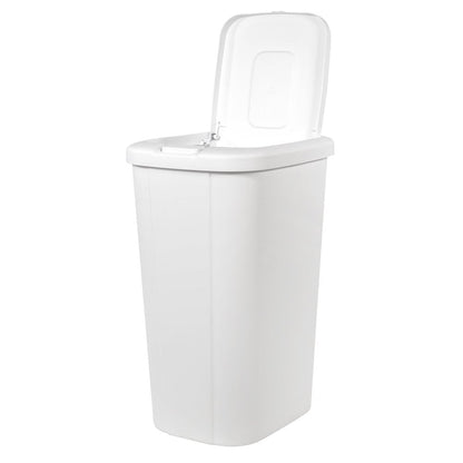 13.3 Gallon Trash Can, Plastic Touch Top Kitchen Trash Can, White