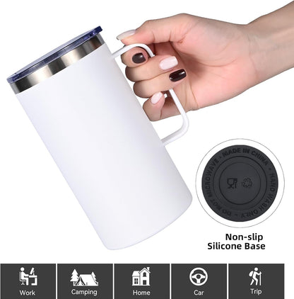 Colorsub 24Oz Sublimation Coffee Mugs with Handle Straight Matte Travel Coffee Cups Insulated Stainless Steel Tumblers with Gift Box, Heat Tape for Hot Cold Drinks, 6 Pack