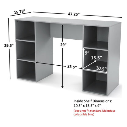 6-Cube Storage Computer Desk, Gray