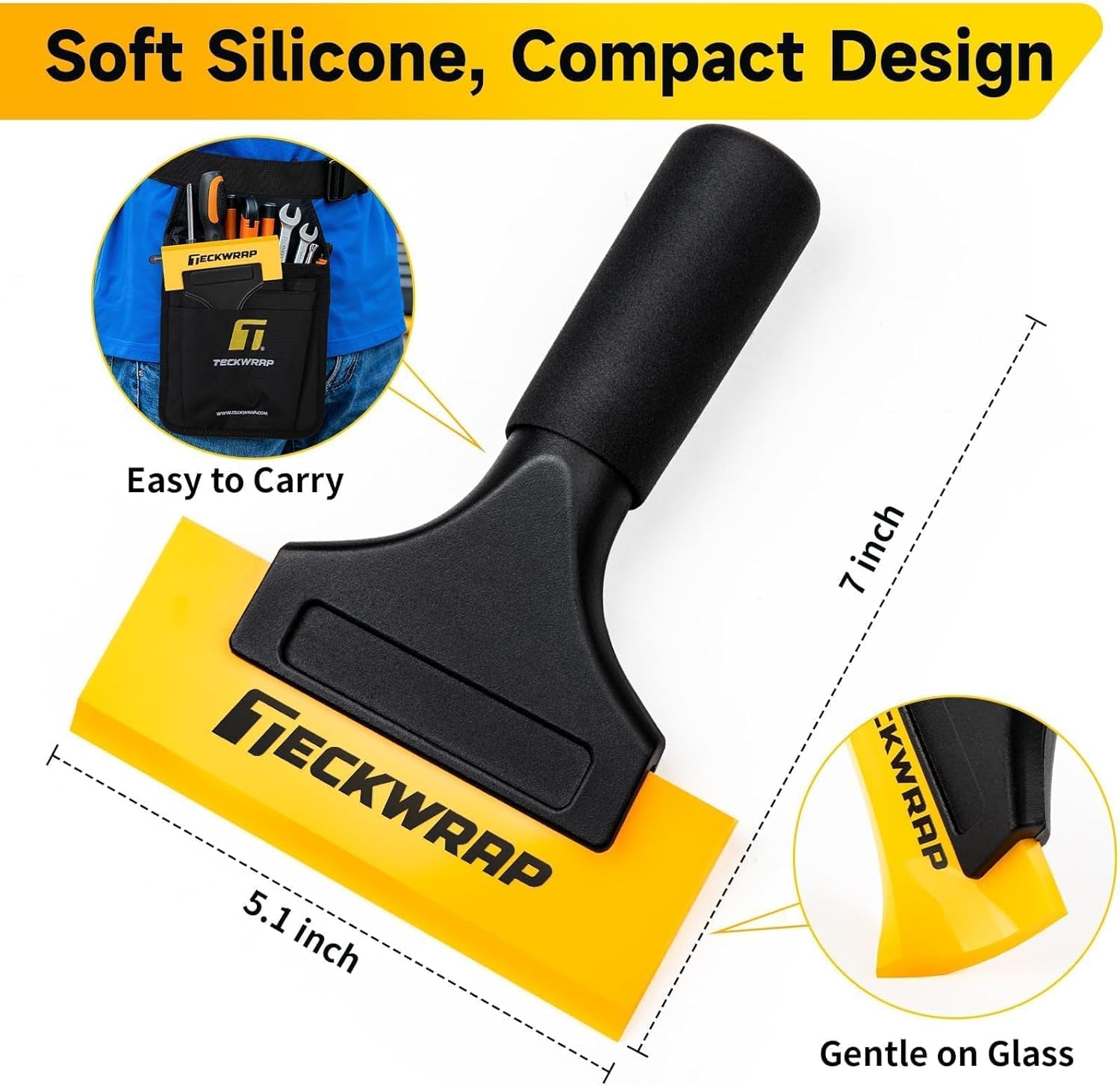 Mini Silicone Squeegee for Window Tint –5 Inch Small Squeegee for Car Windshield, Shower Glass, Mirrors, Streak-Free Water Remover for Auto & Home Use