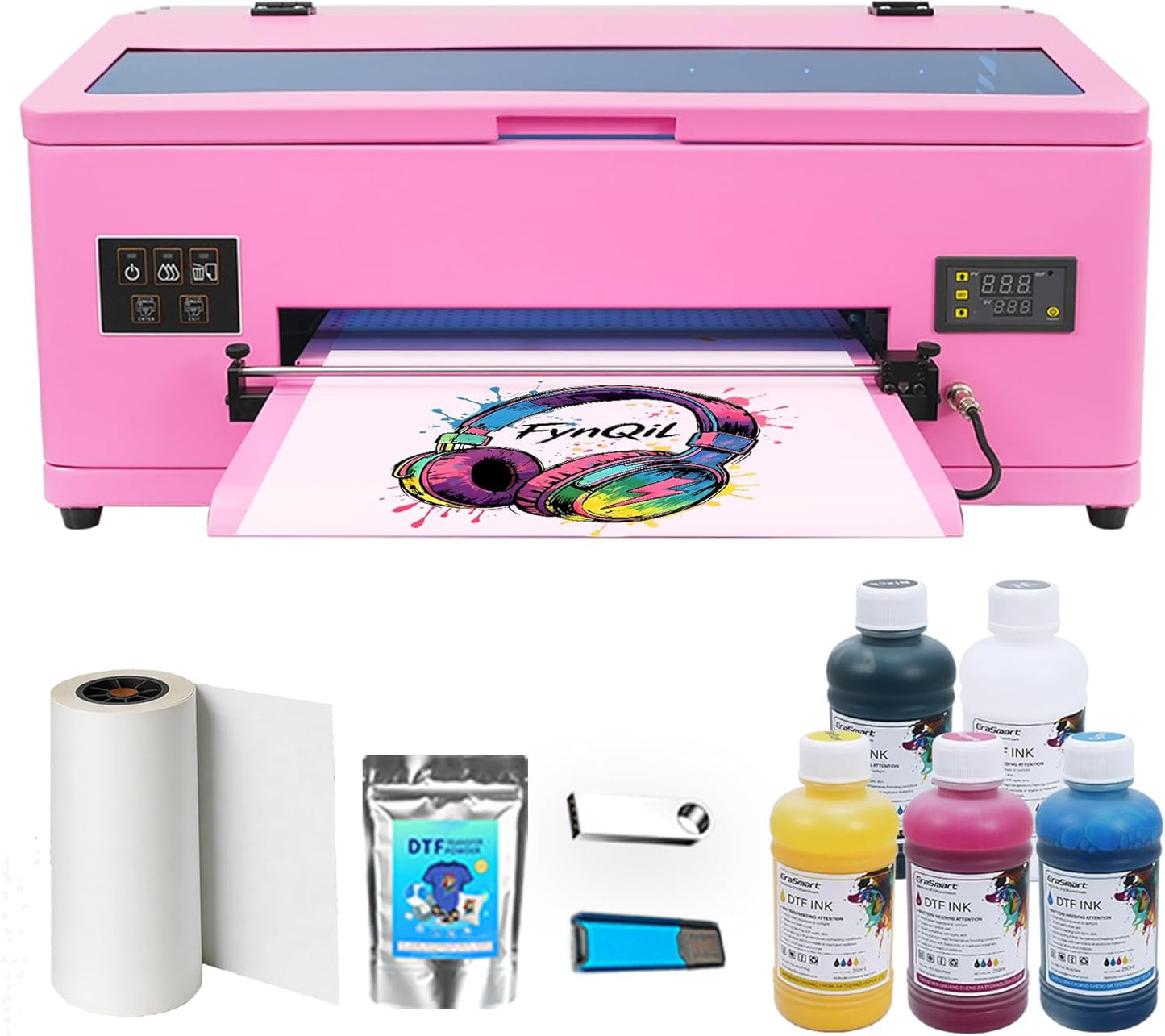 A3 DTF Printer R1390 with Laptop for Beginner, A3 13" DTF Transfer Printing Machine for DIY Print T-Shirts Apparel with White Ink Systems Includes Consumable, Laptop (Remote Installation)