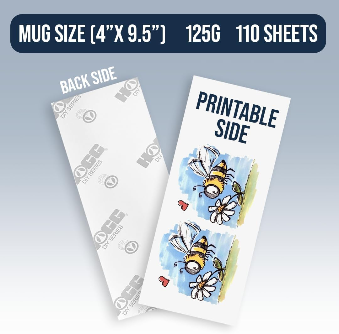 Hogg Sublimation Paper 4 X 9.5, 110 Sheets, 125 GSM, 4 X 9.5 Sublimation Paper for Tumblers, Papel Para Sublimacion, Compatible with Sawgrass and Epson, Heat Transfer Sheets, Printer Supplies