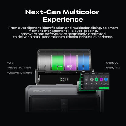 Creality K2 Combo 3D Printer, Multicolor Printing with CFS, High-Speed 600Mm/S, Smart Auto Leveling, Quiet Printing, 300°C Nozzle, Dual AI Camera, Direct Drive Extruder, Build Volume 260X260X260Mm