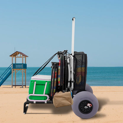 Beach Cart for Sand, 23" X 15" Cargo Deck, 13" TPU Balloon Wheels, 165LBS Loading