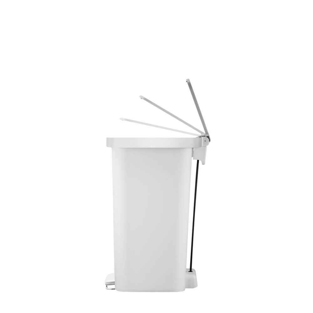 11.9 Gallon Trash Can, Plastic Step-On Kitchen Trash Can, White