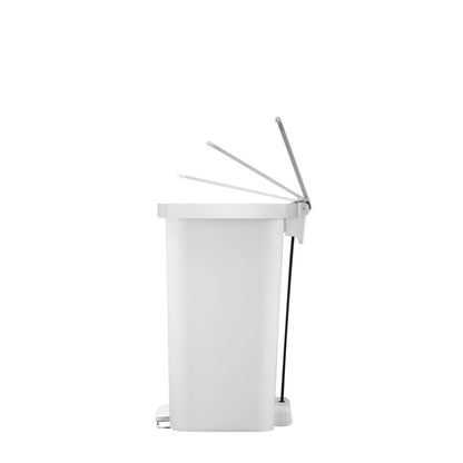 11.9 Gallon Trash Can, Plastic Step-On Kitchen Trash Can, White